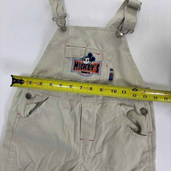 Vintage Disney Mickey Mouse Overalls Embroidered Main Street Disney 5T Tan Khaki - Picture 10 of 10